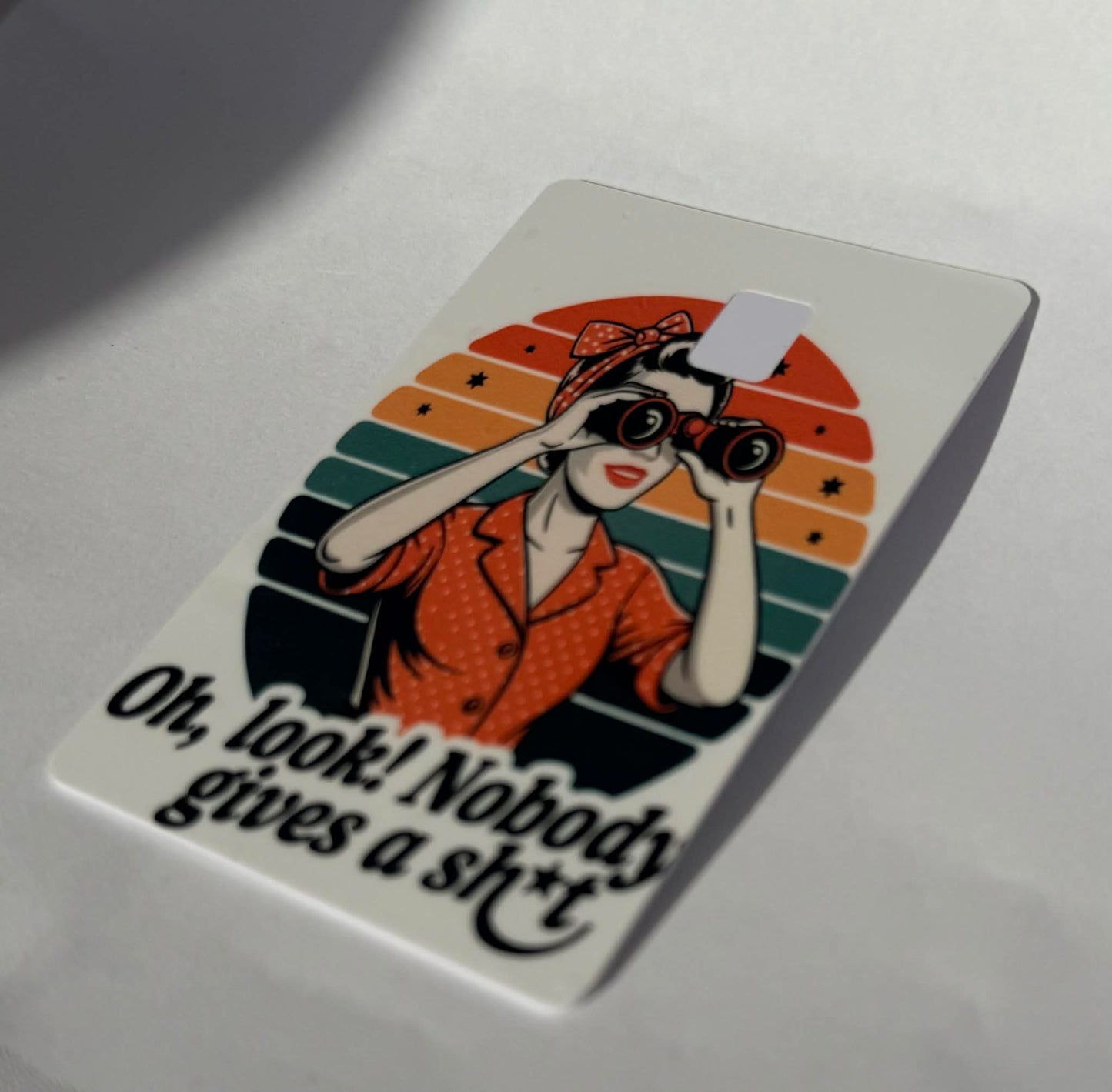 Funny Sarcastic Retro Woman Card Skin – Oh Look Nobody Gives a Sh