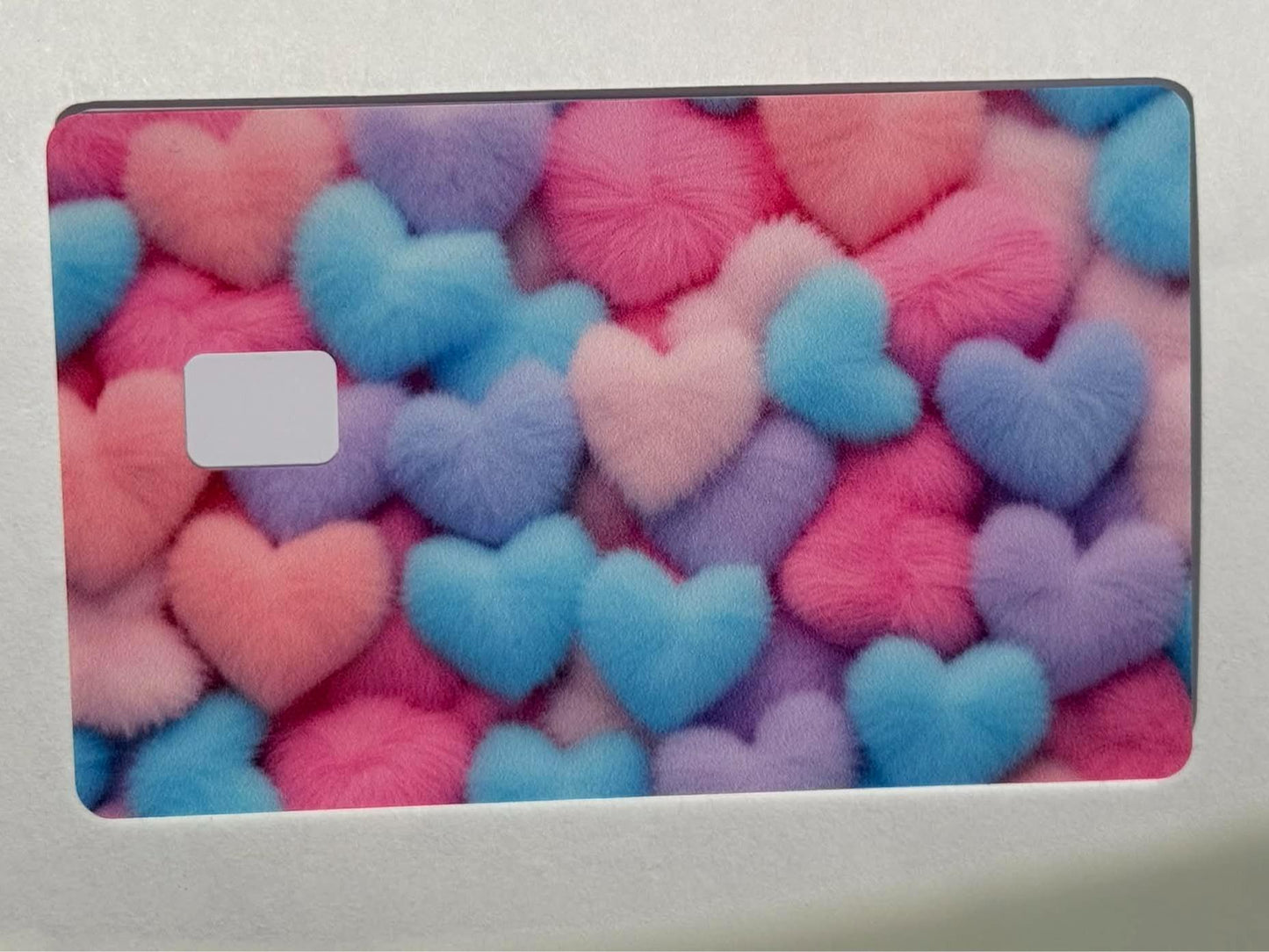 Pastel Fuzzy Hearts Card Skin – Cute Aesthetic Debit & Credit Card Wrap