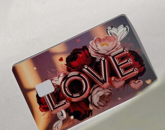 LOVE Rose Floral Card Skin – Romantic Debit & Credit Card Sticker