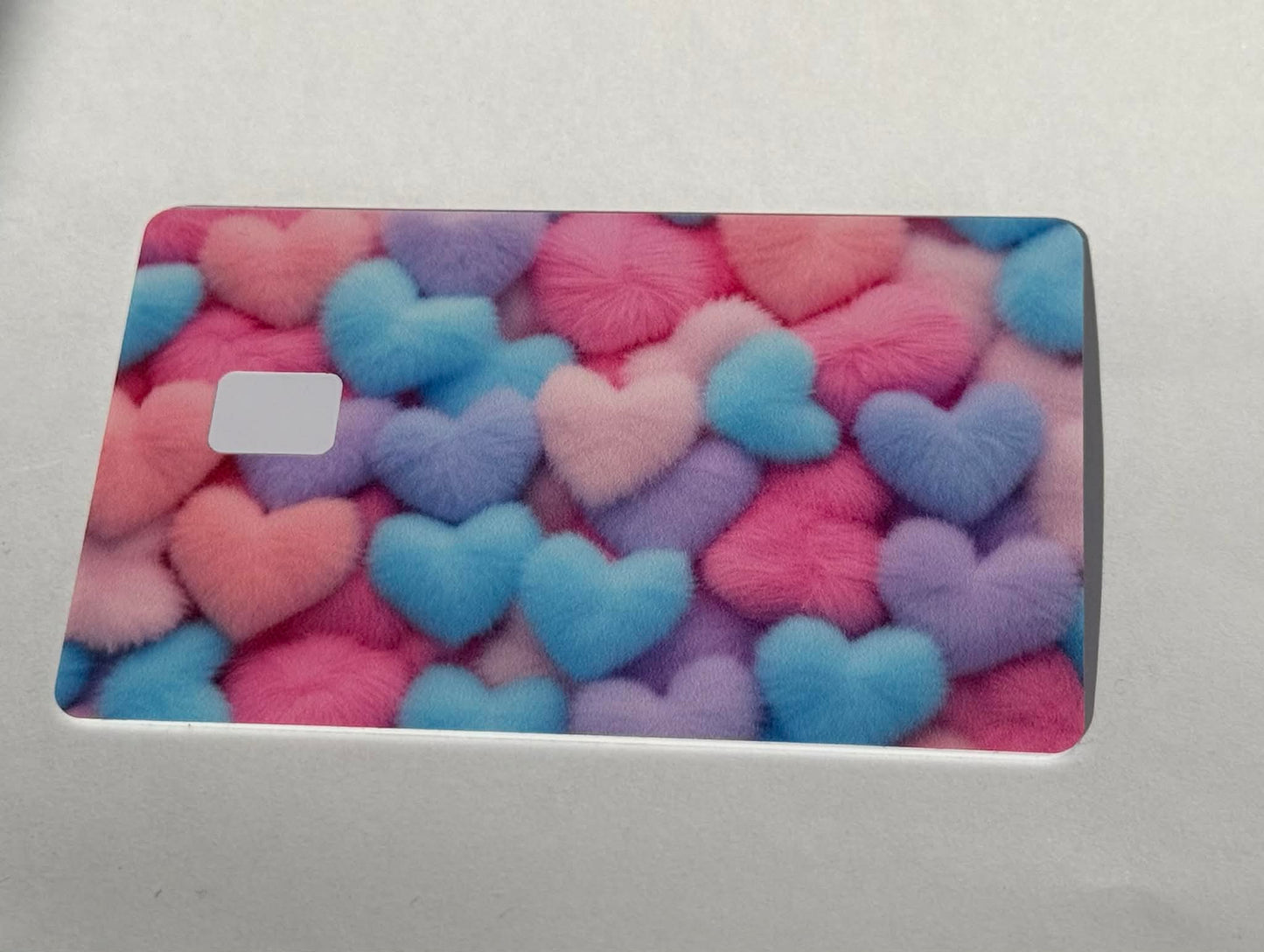 Pastel Fuzzy Hearts Card Skin – Cute Aesthetic Debit & Credit Card Wrap