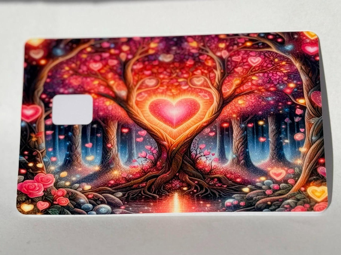 Glowing Heart Tree Fantasy Card Skin – Magical Love Debit & Credit Card Sticker