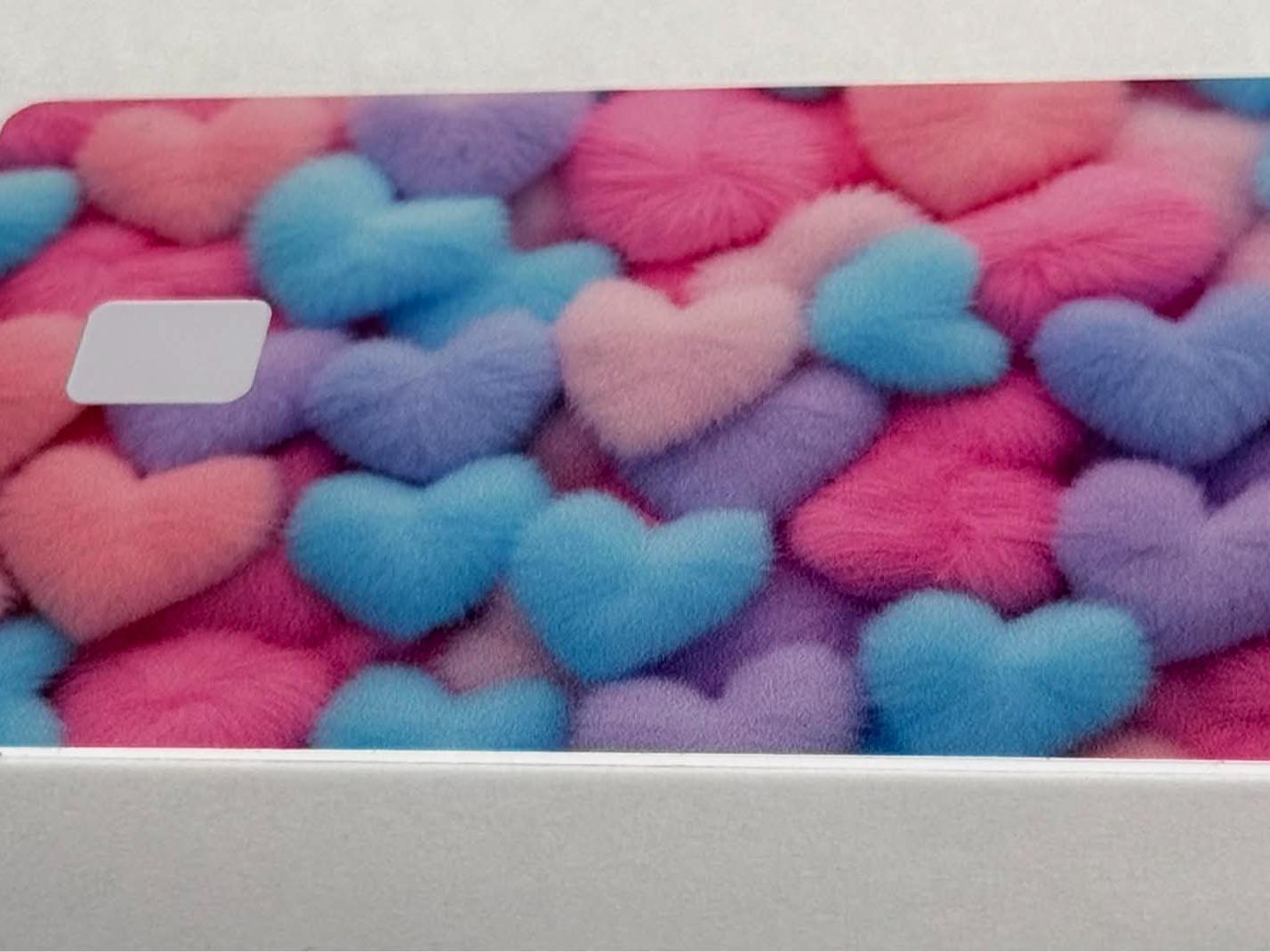 Pastel Fuzzy Hearts Card Skin – Cute Aesthetic Debit & Credit Card Wrap