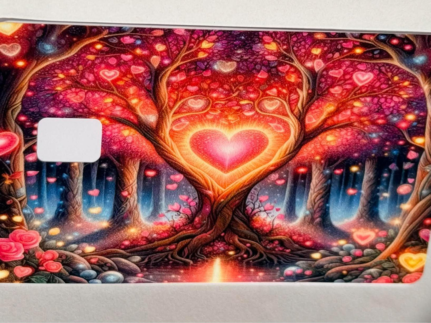 Glowing Heart Tree Fantasy Card Skin – Magical Love Debit & Credit Card Sticker
