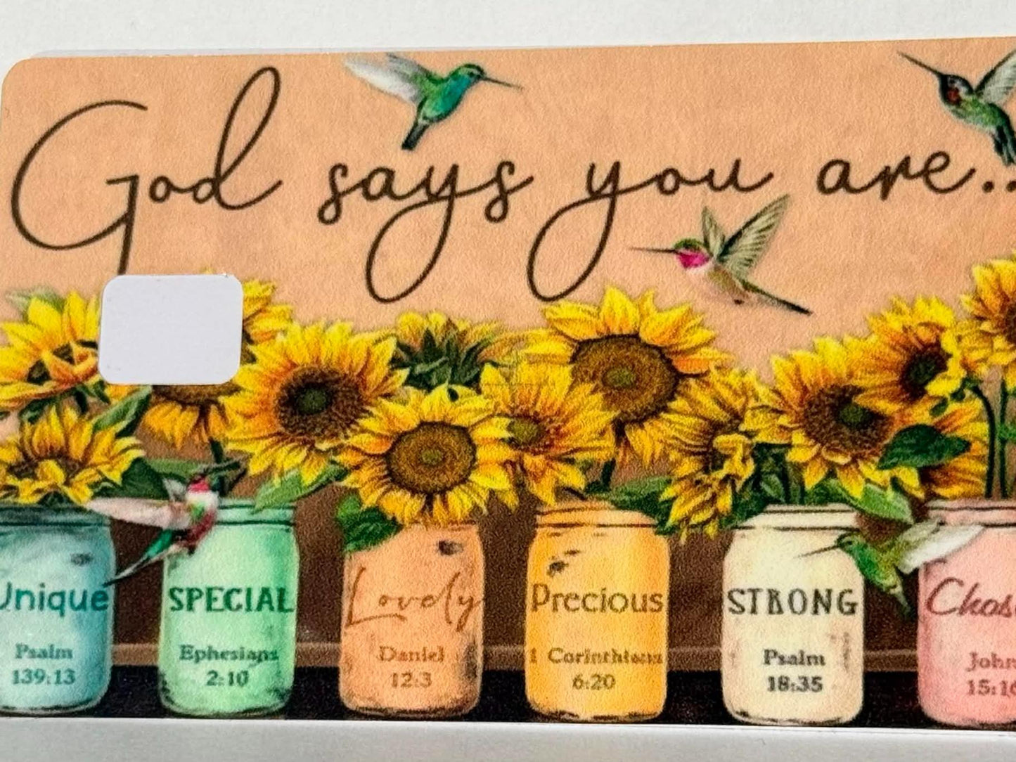 Sunflower Bible Verse Card Skin – Faith-Inspired Debit & Credit Card Wrap