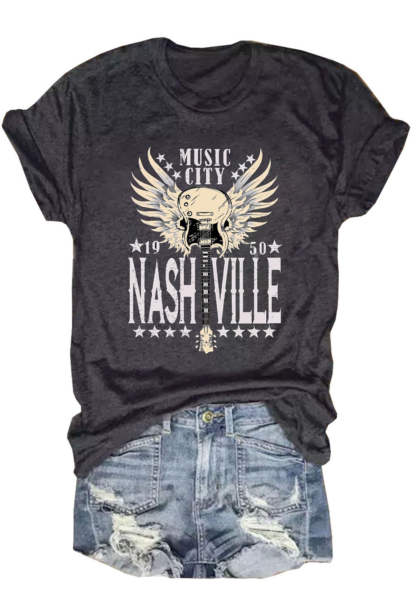 Cuntry Concert Outfits for Women Vintage Cowgirl Shirts Funny Nashville Tshirt Casual Western Short Sleeve Graphic Tops