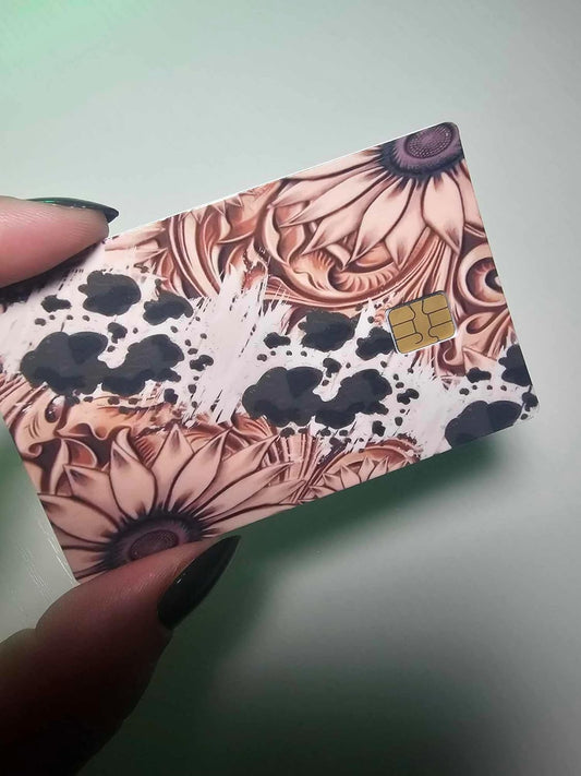 Sunflowers and Cow Hide Credit/Debit Card Skin