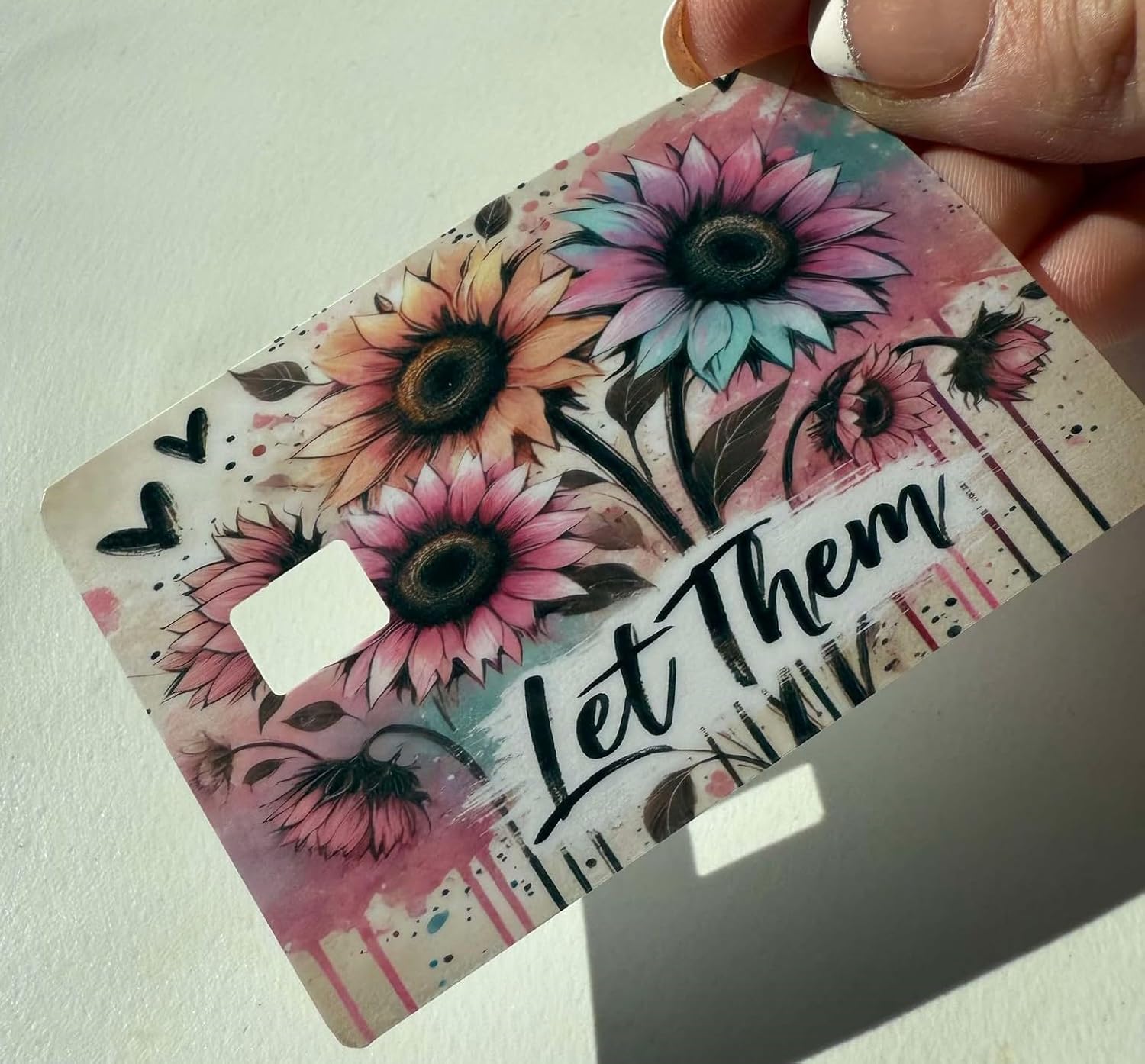 Sunflower Let Them Watercolor Design Credit Card Skin