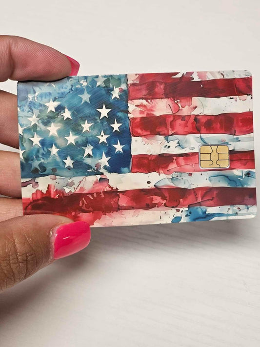 American Flag Themed Credit/Debit Card Skin, Patriotic Design