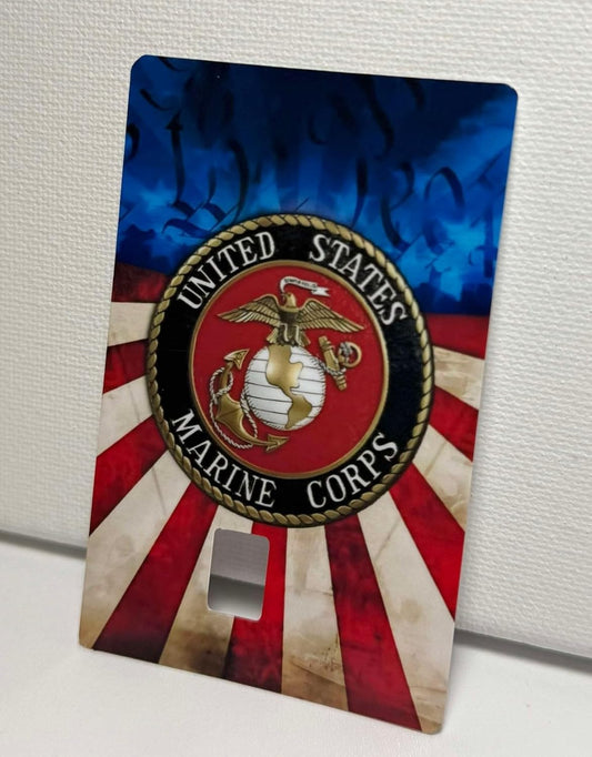 United States Marine Corps Credit Card Skin – American Flag Style Military Debit Card Sticker – Veteran Patriotic Card Cover for Chip Cards