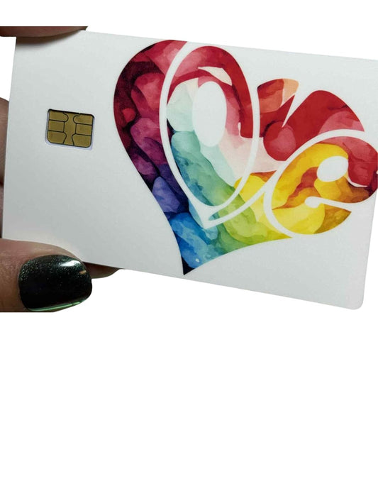 Rainbow Love Heart Card Skin – LGBTQ+ Pride Watercolor Credit Card Sticker