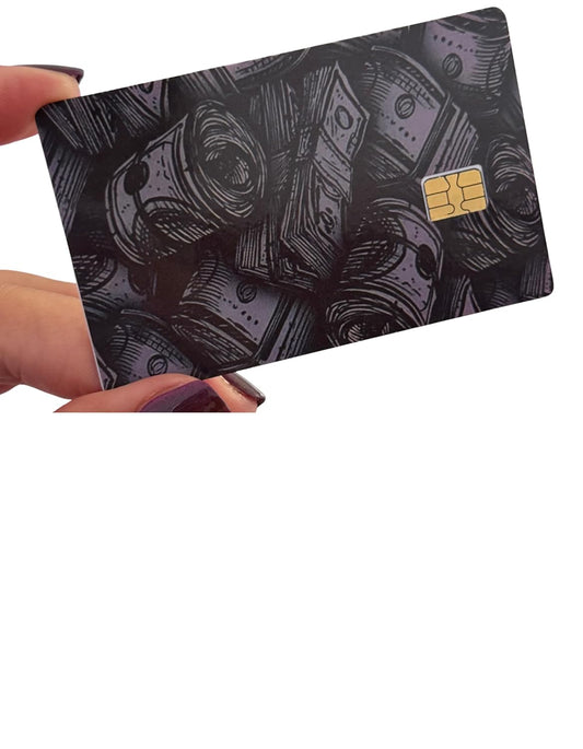 Stacked Cash Card Skin – Black Money Roll Illustration for Debit/Credit Cards