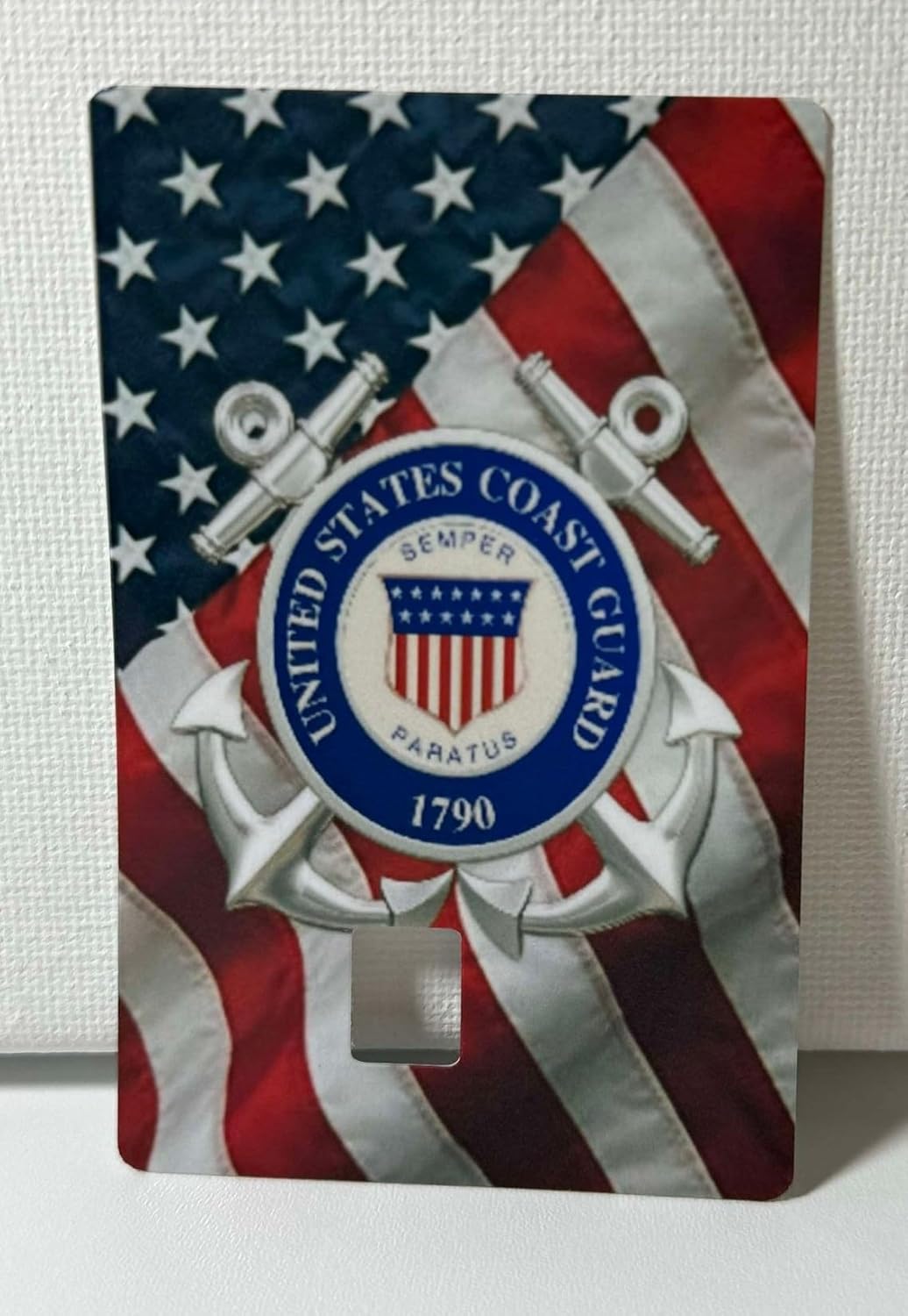 Coast Guard Credit Card Skin – American Flag & Anchor Design – USCG Patriotic Debit Card Sticker for Chip Cards – Gift for Service Members & Families