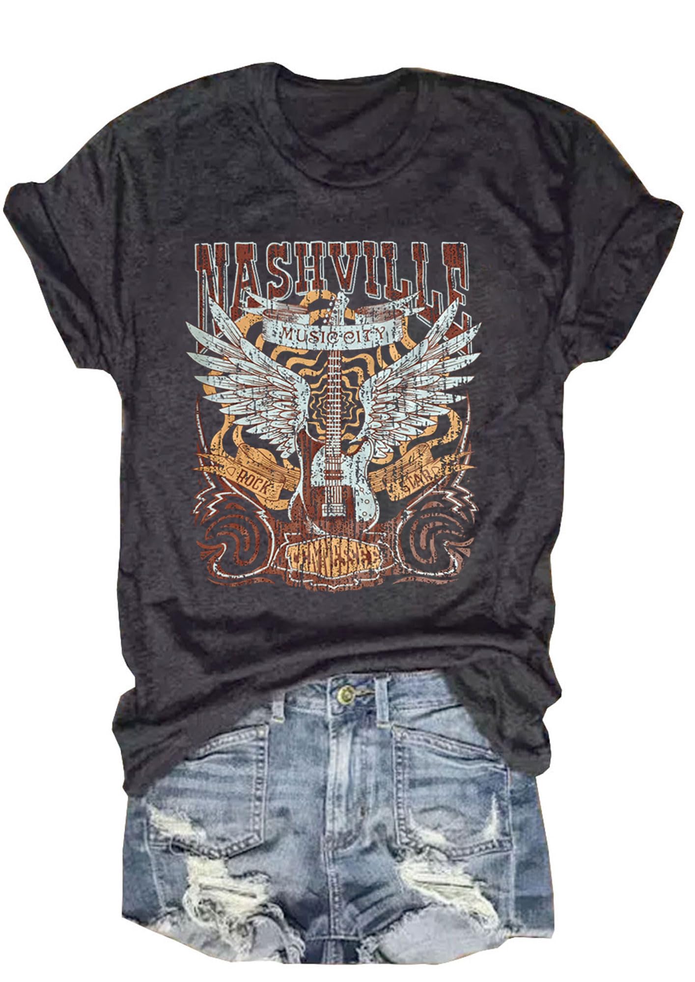 Cuntry Concert Outfits for Women Vintage Cowgirl Shirts Funny Nashville Tshirt Casual Western Short Sleeve Graphic Tops