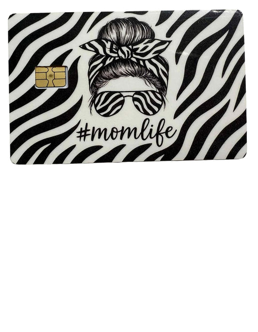 Zebra Print #Momlife Card Skin – Sassy Black & White Animal Print Credit Card Sticker