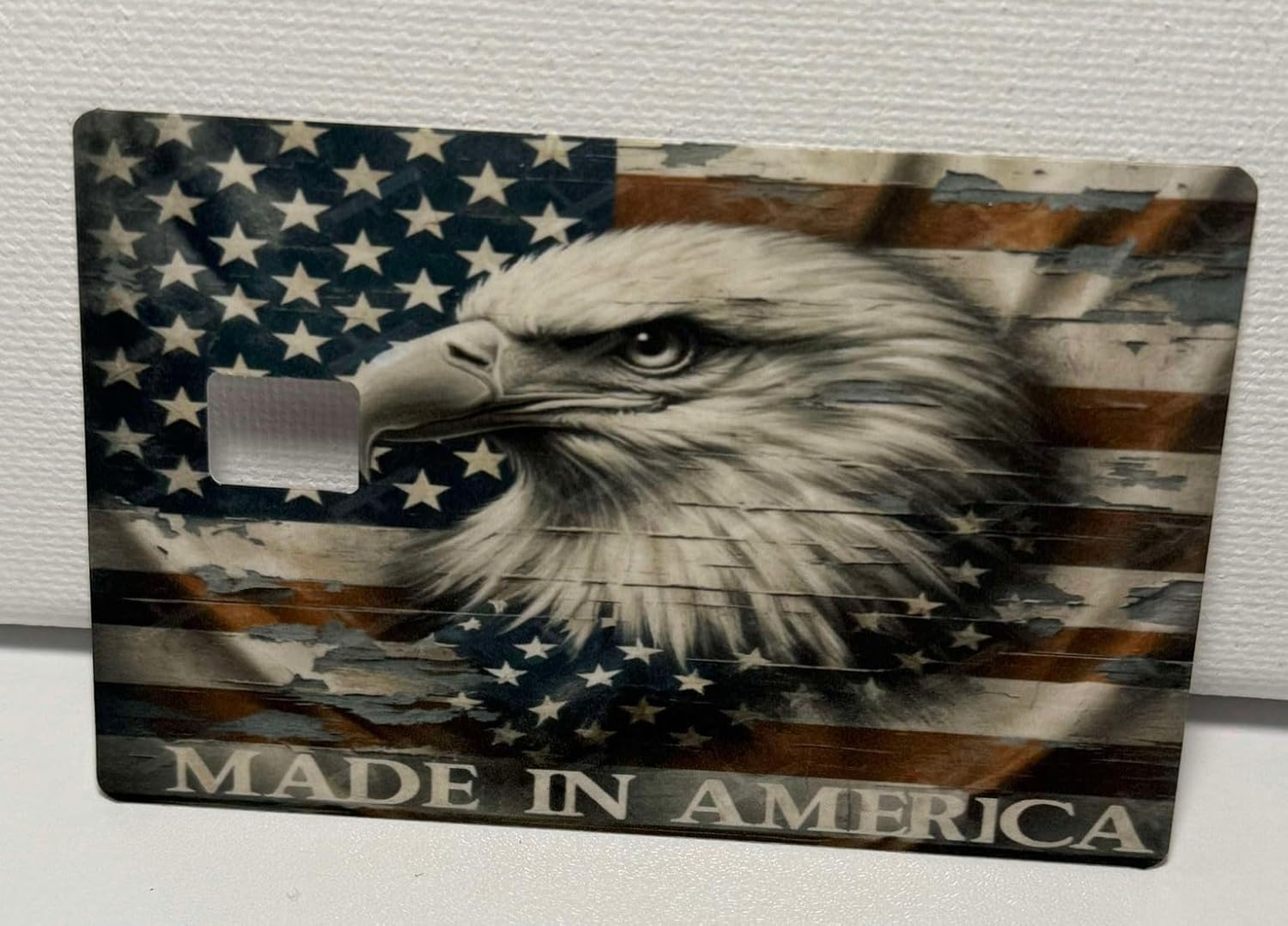 Made in America Credit Card Skin – Bald Eagle & USA Flag Design – Patriotic Debit Card Sticker for Chip Cards – American Pride Gift for Veterans & Patriots