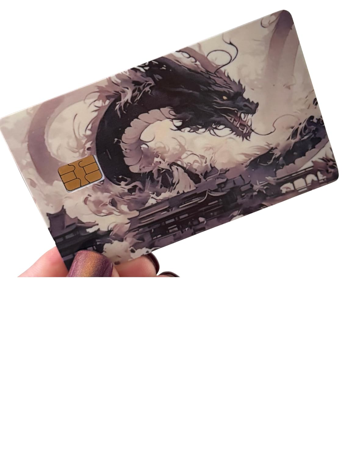 Dragon's Fury Credit Card Skin – Epic Black Serpent Fantasy Design, Fits Small Chip Cards