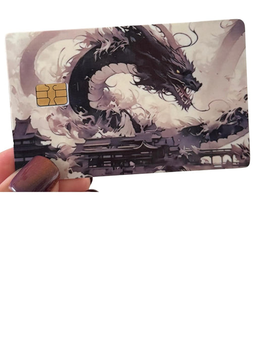 Dragon's Fury Credit Card Skin – Epic Black Serpent Fantasy Design, Fits Small Chip Cards