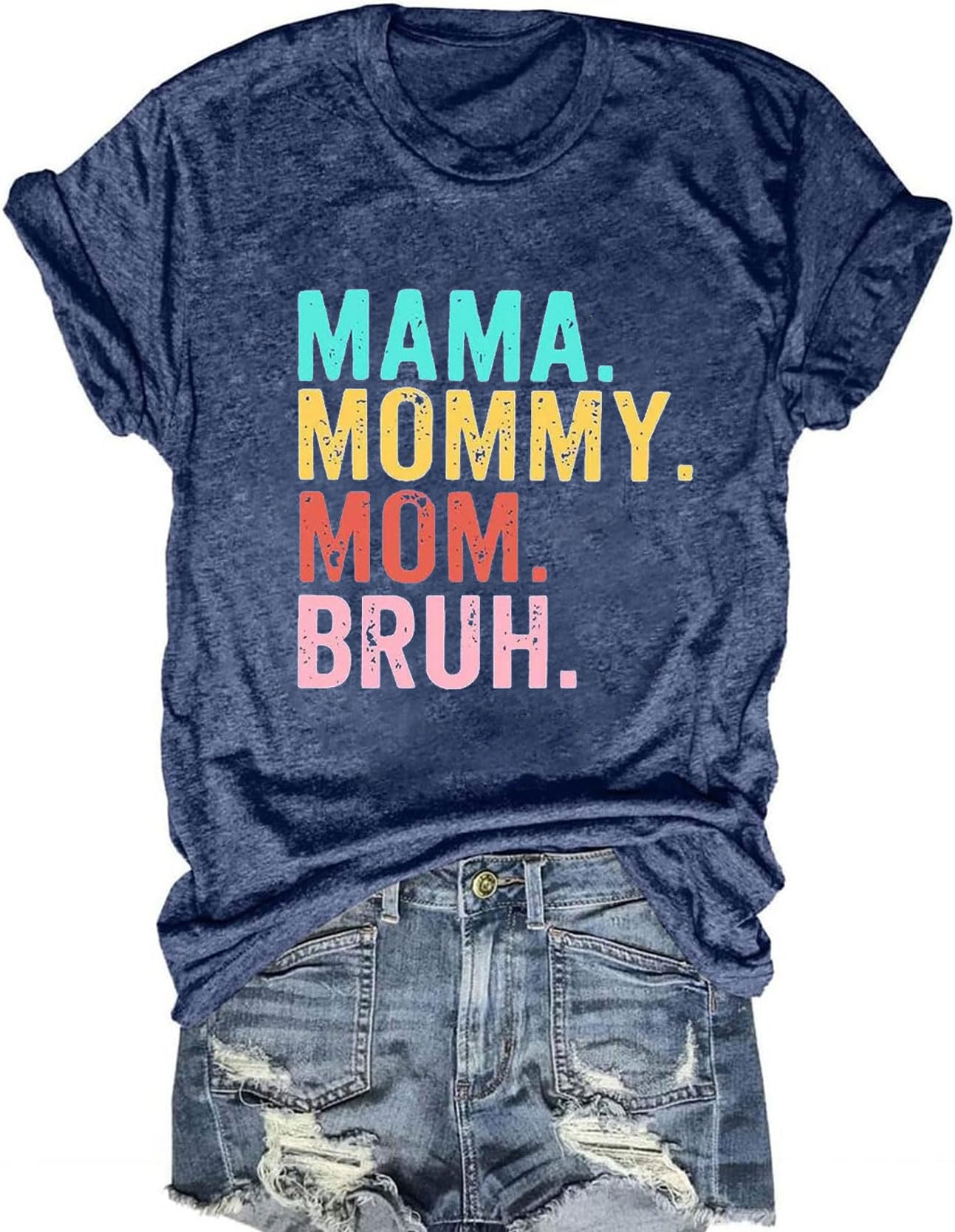 Mama Shirts Women Mama Mommy Mom Bruh Shirt Mom Graphic Tshirt Mother's Day Shirt Casual Short Sleeve Tops Tees