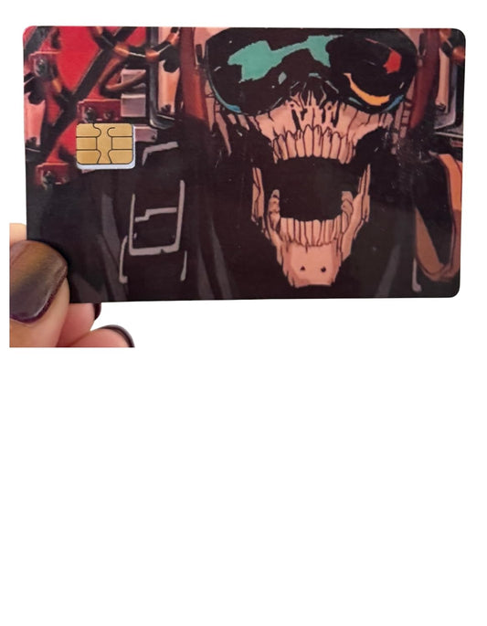Skull Rider Inferno Card Skin – Bold Skull Design with Fiery Red Accents, Fits Credit/Debit Cards