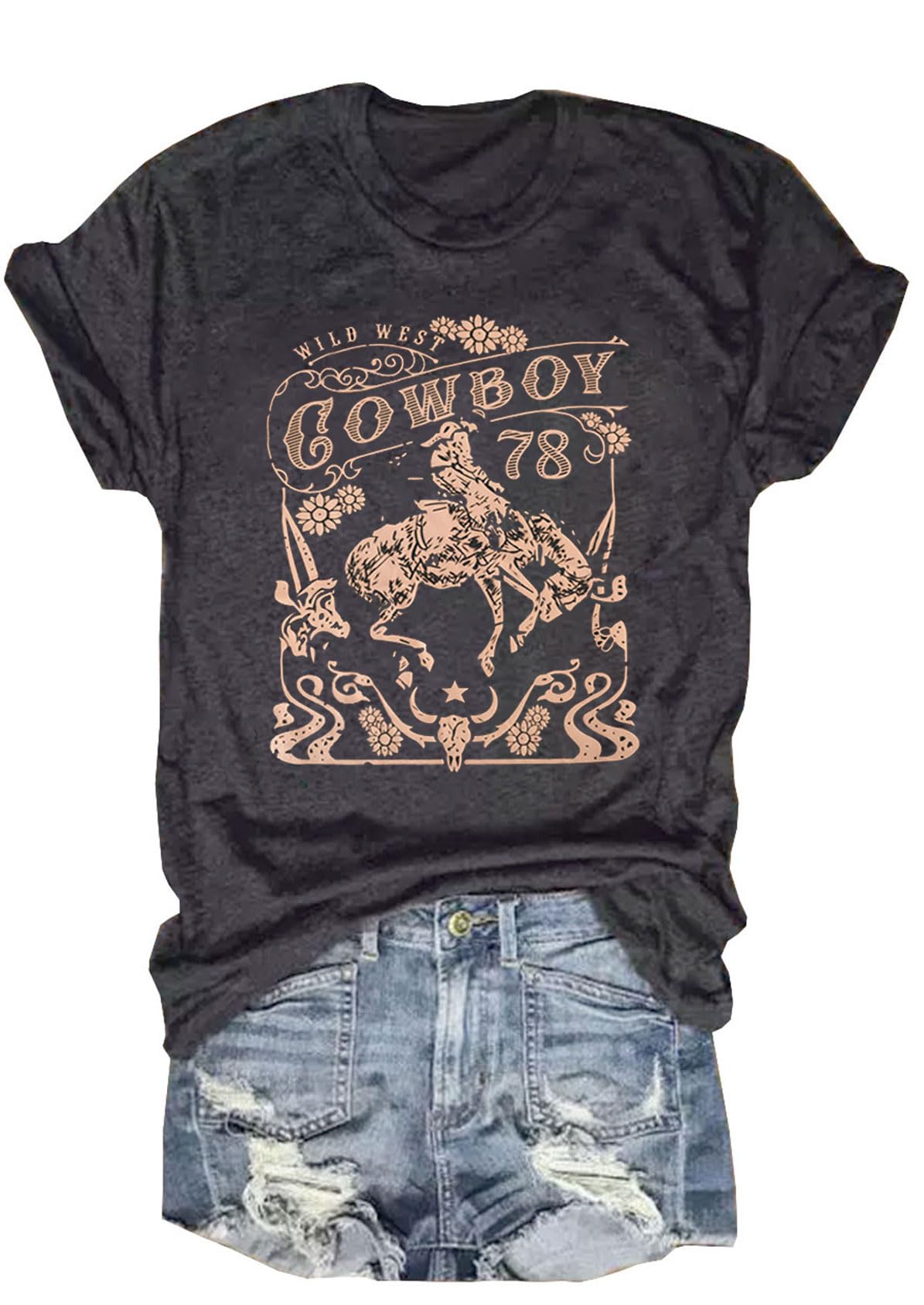 Cuntry Concert Outfits for Women Vintage Cowgirl Shirts Funny Nashville Tshirt Casual Western Short Sleeve Graphic Tops