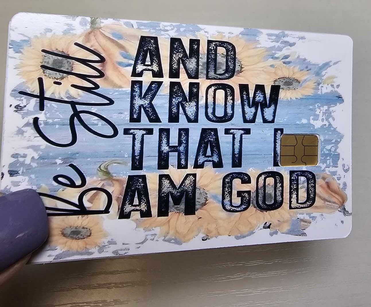 Be Still & Know Credit Card Skin – Sunflower Religious Design – Bible Verse Card Sticker for Chip Cards – Inspirational Faith-Based Card Cover