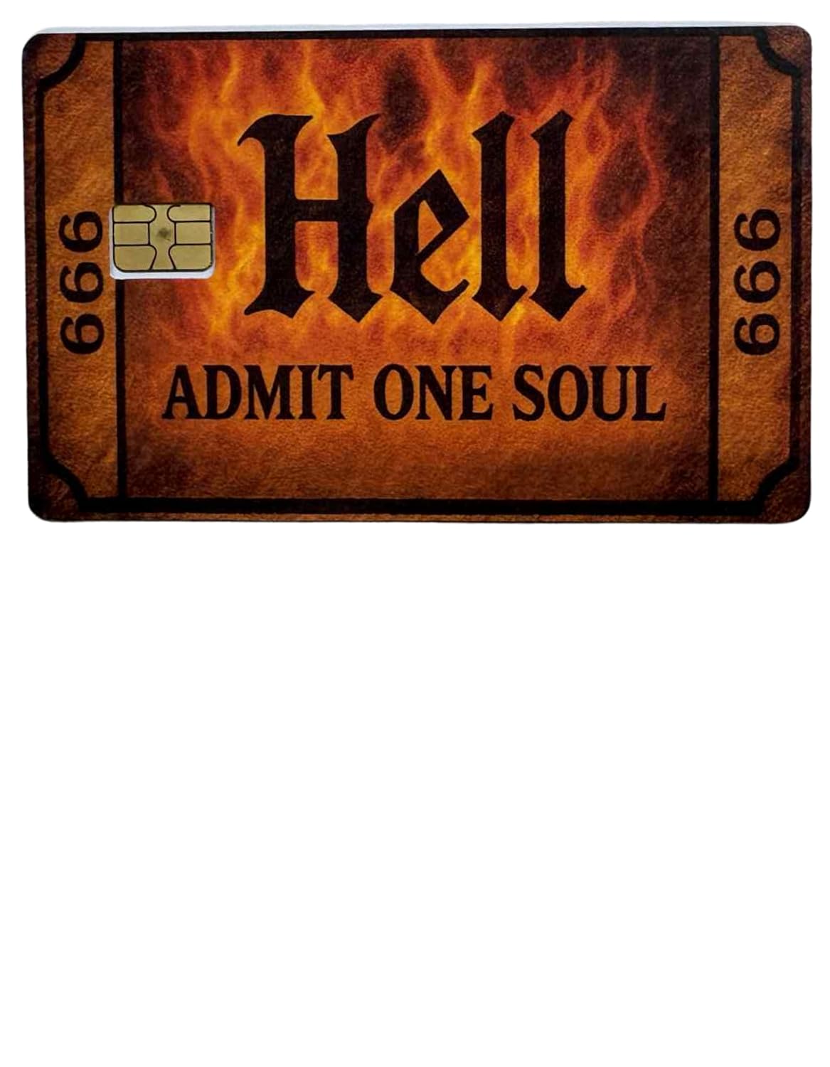 Hell Ticket Card Skin – Admit One Soul 666 Credit Card Sticker, Edgy & Funny Gift