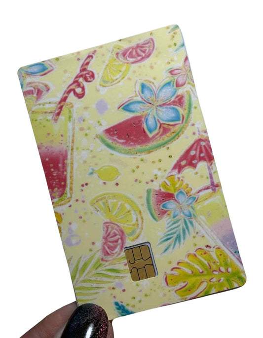 Tropical Summer Card Skin – Fruity Drink & Watermelon Credit Card Sticker with Beach Vibes