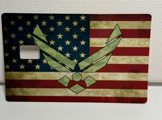 Air Force Credit Card Skin – American Flag Design with USAF Symbol – Patriotic Debit Card Sticker for Chip Cards – Military Gift for Veterans & Airmen