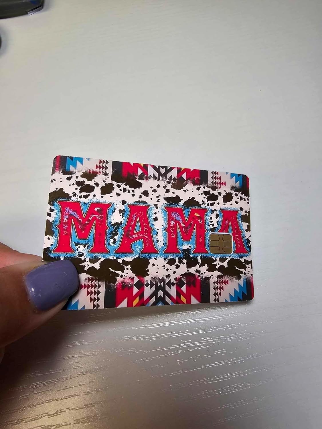 Mama Cowhide Pattern Credit/Debit Card Sticker, Multi-Color