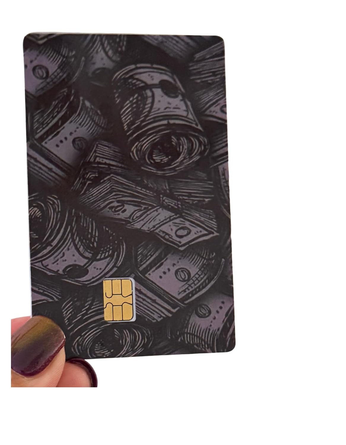 Stacked Cash Card Skin – Black Money Roll Illustration for Debit/Credit Cards