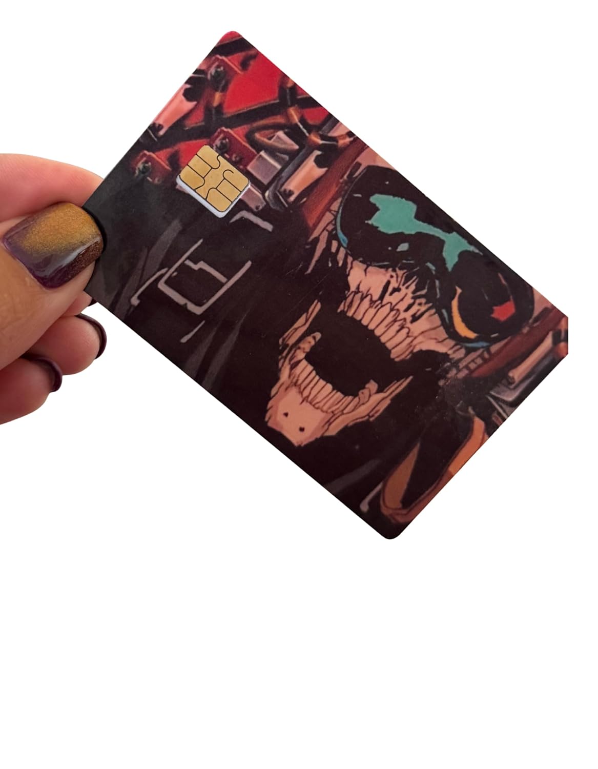 Skull Rider Inferno Card Skin – Bold Skull Design with Fiery Red Accents, Fits Credit/Debit Cards