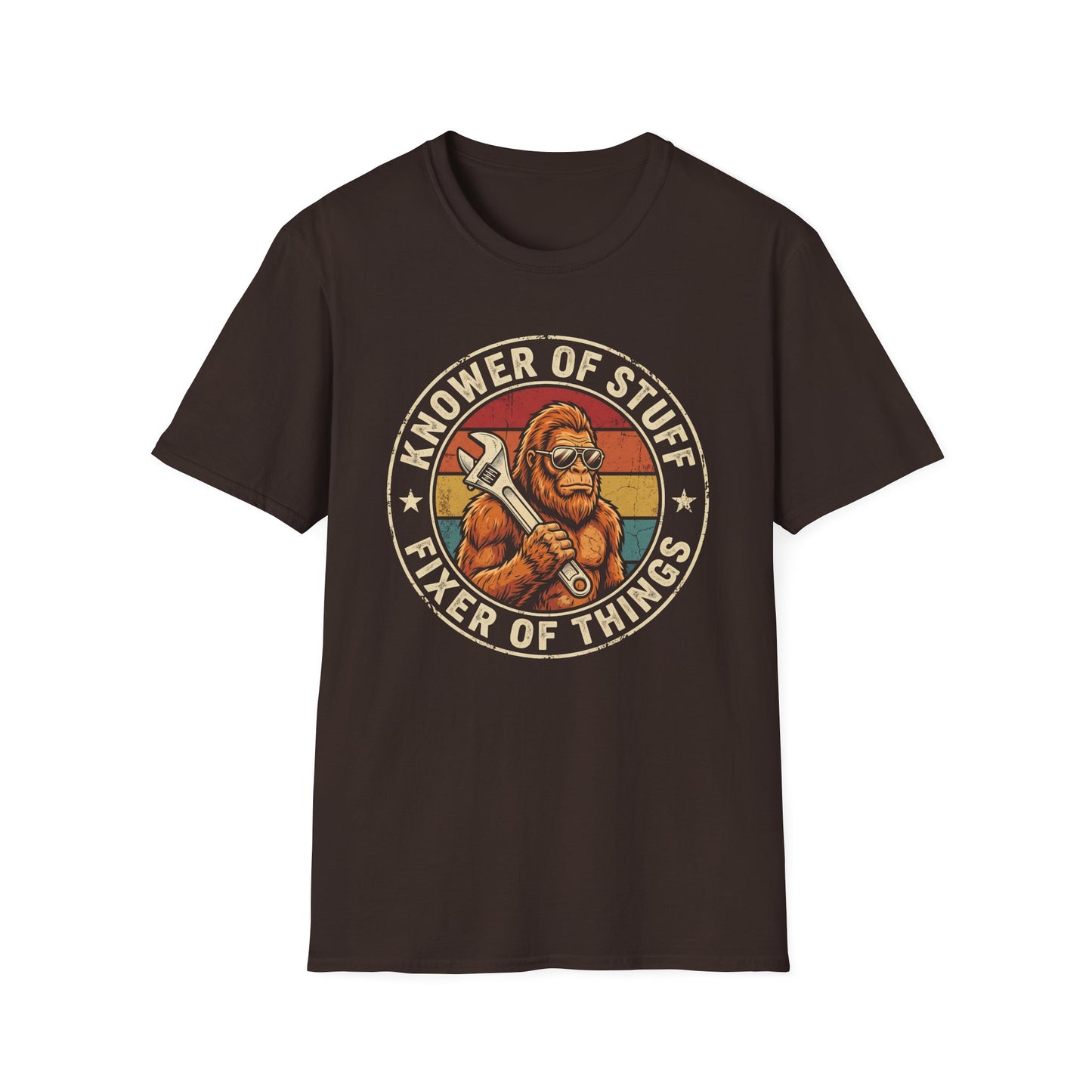 Knower of Stuff Fixer of Things T-Shirt — Vintage Sasquatch Mechanic Graphic Tee