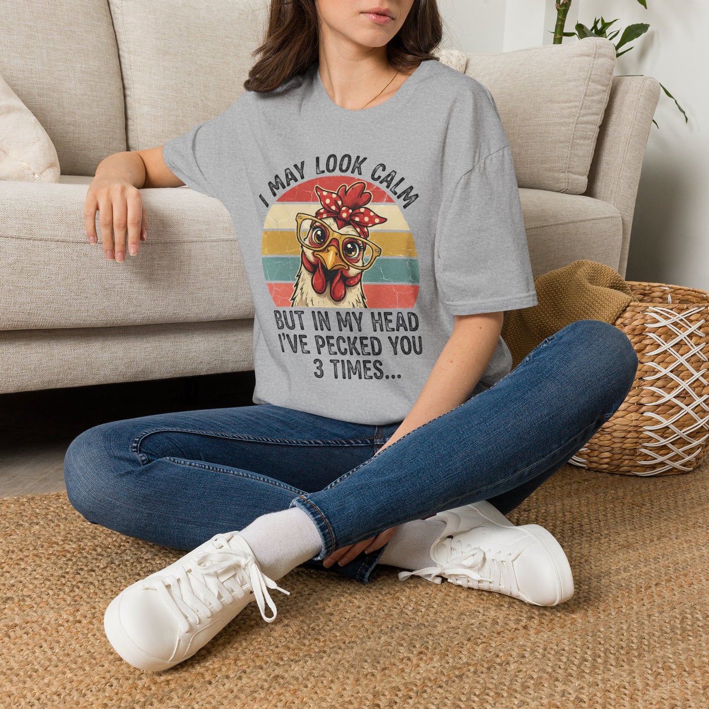 Funny Chicken with Glasses Graphic T-Shirt