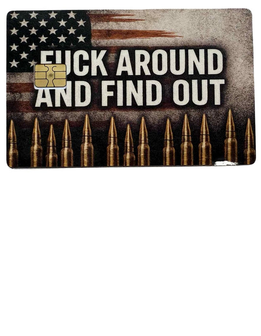 FAFO Patriotic Ammo Card Skin – American Flag & Bullets Credit Card Sticker, Bold Statement Design
