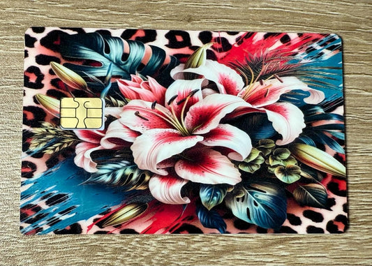 Tropical Bloom Leopard Credit Card Skin