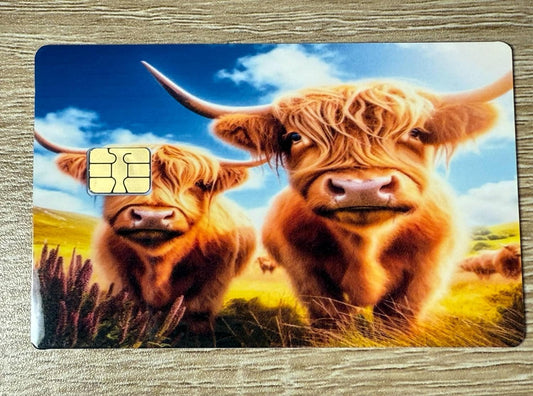 Smiling Highland Cow Credit Card Skin