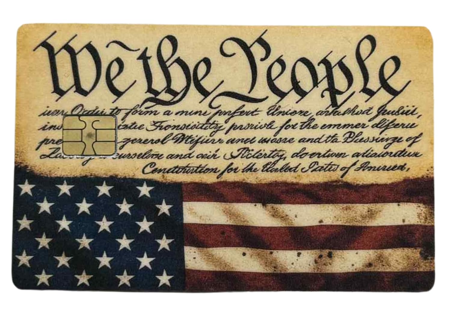 Patriotic Card Skin – We The People & American Flag Credit Card Sticker, USA Constitution Design