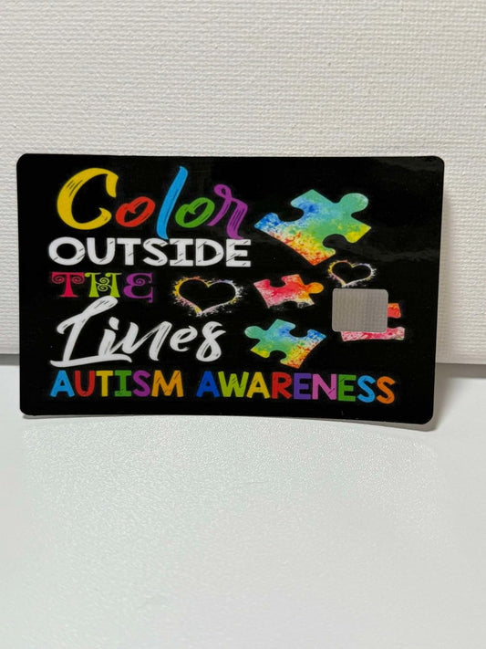 Autism Awareness Puzzle Art Credit/Debit Card Skin, Black