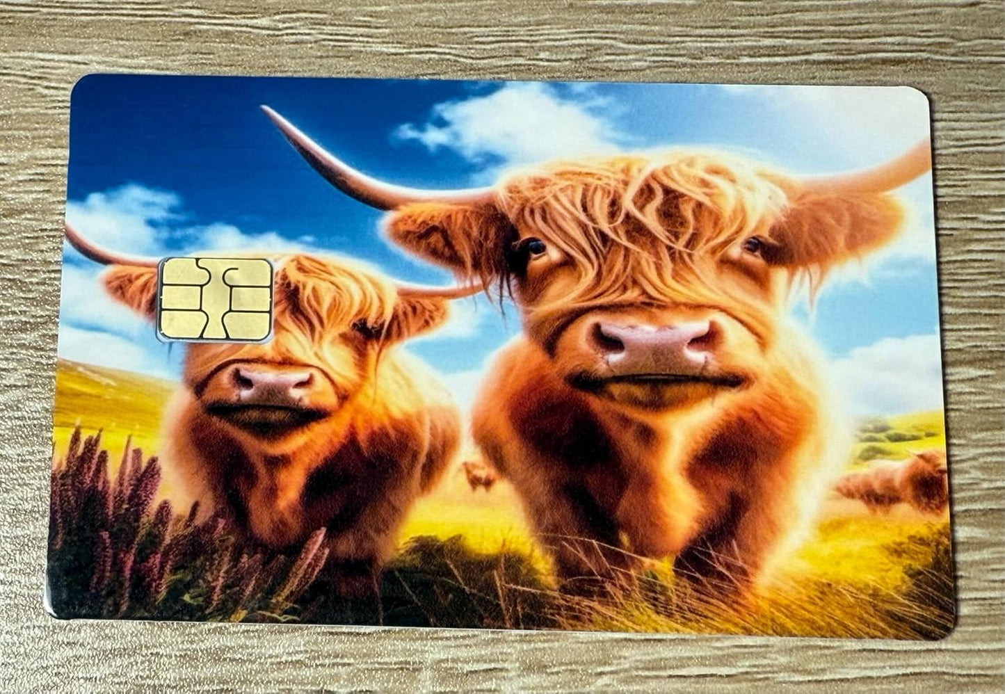 Smiling Highland Cow Credit Card Skin