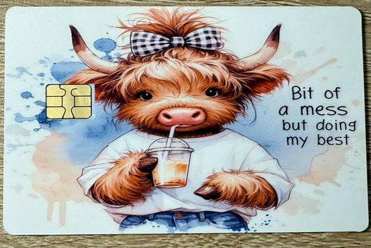 Bit of a Mess Highland Cow Credit Card Skin