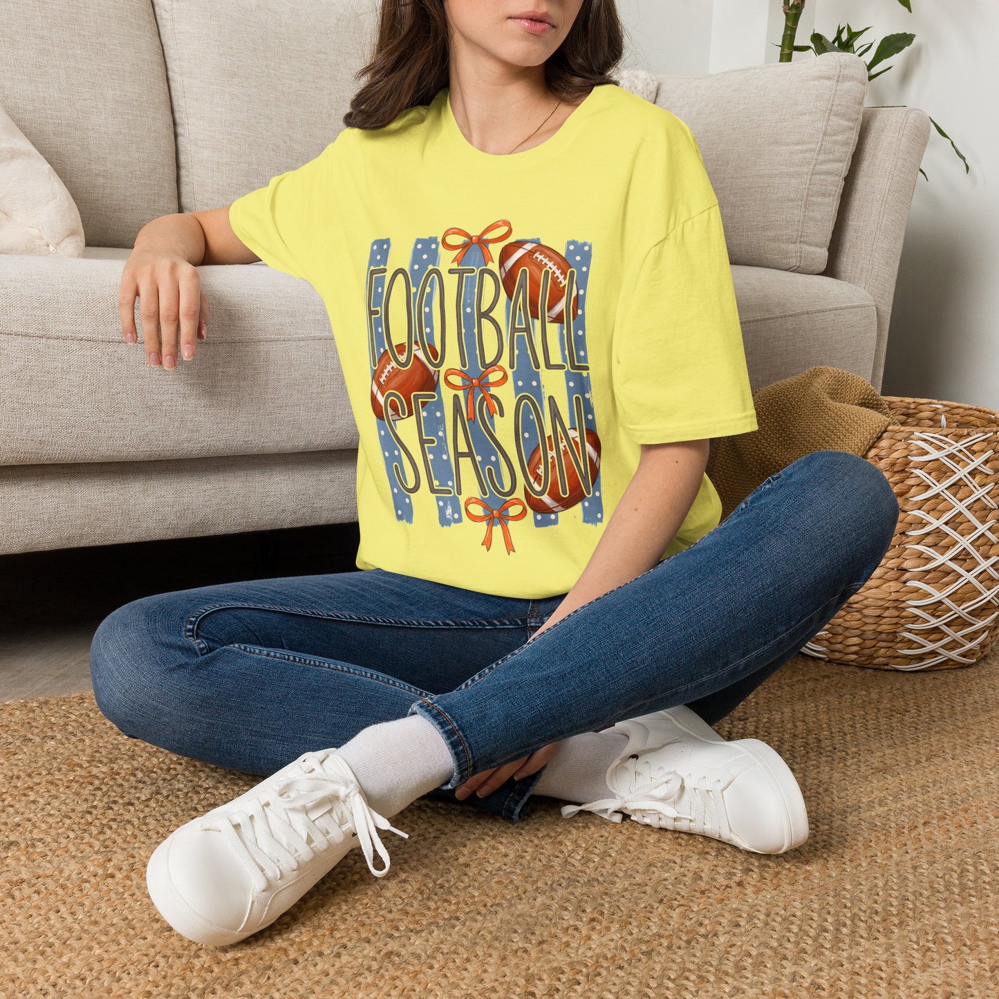Football Season Tee — Patriotic Football Shirt with 'Football' Ribbon Design
