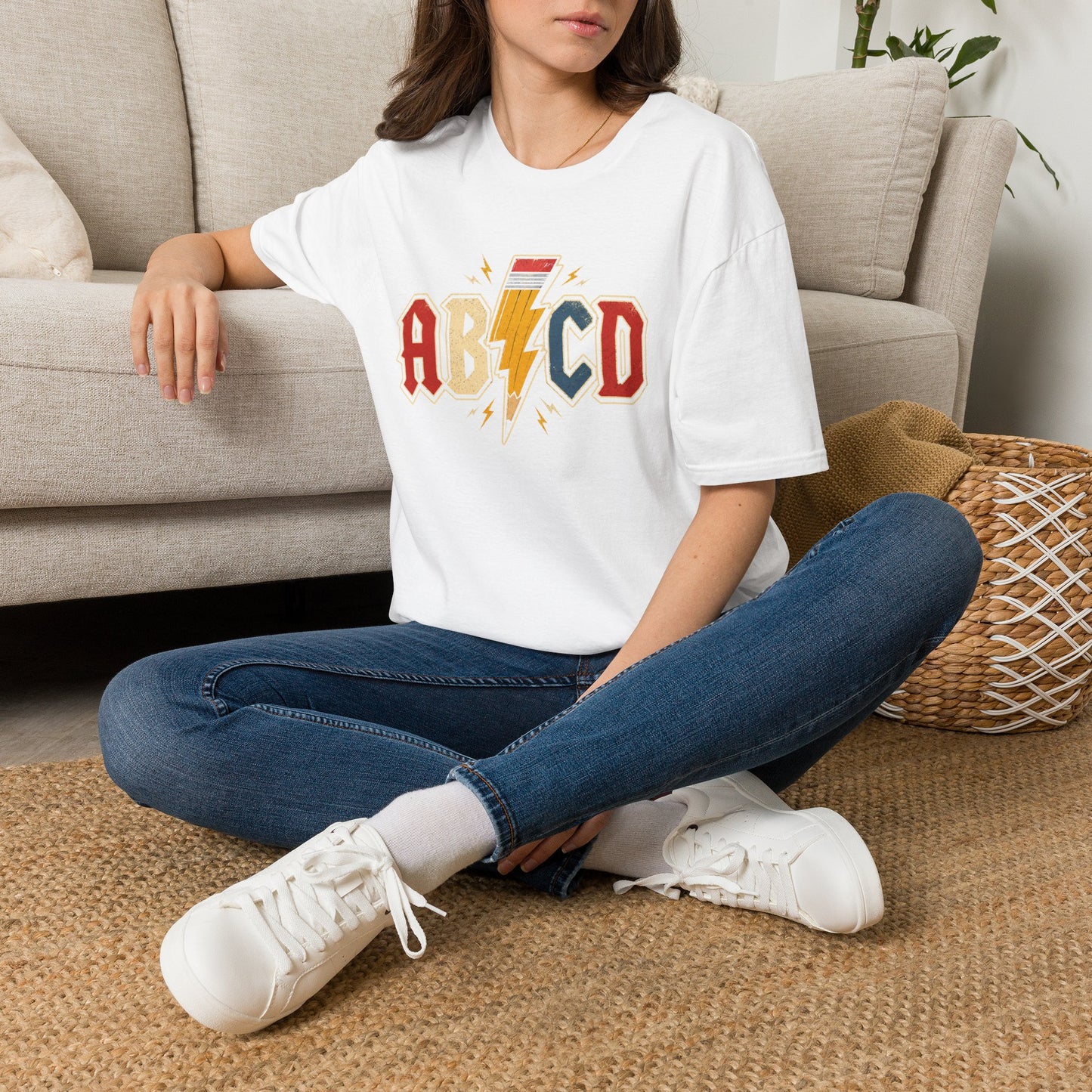 AB/CD Lightning Band Tee — Retro Rock Graphic T-Shirt