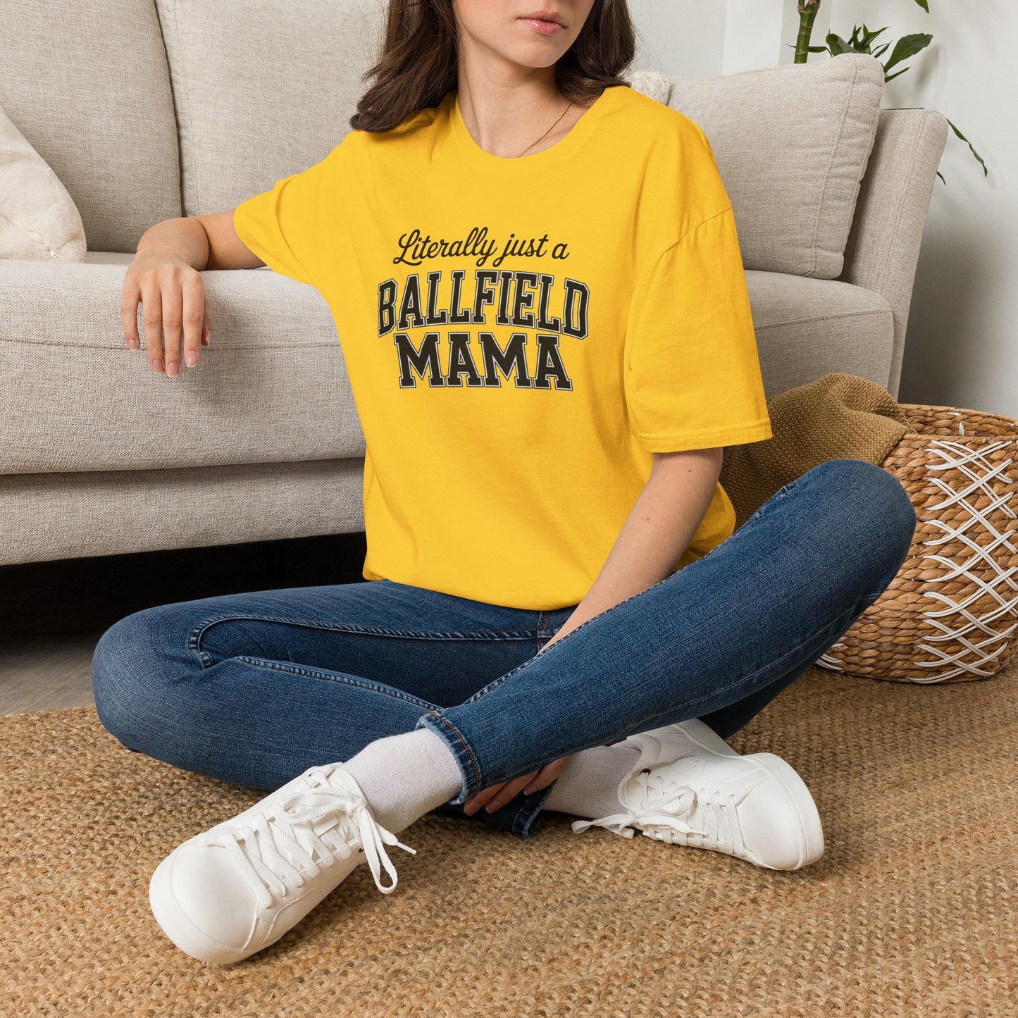 Literally Just a Ballfield Mama T-Shirt — Soft Baseball Mom Tee for Game Days