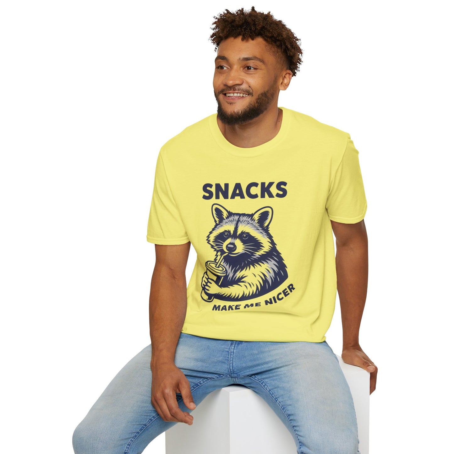 Snacks Raccoon T-Shirt — Cute Vintage Raccoon Eating Snacks Graphic Tee
