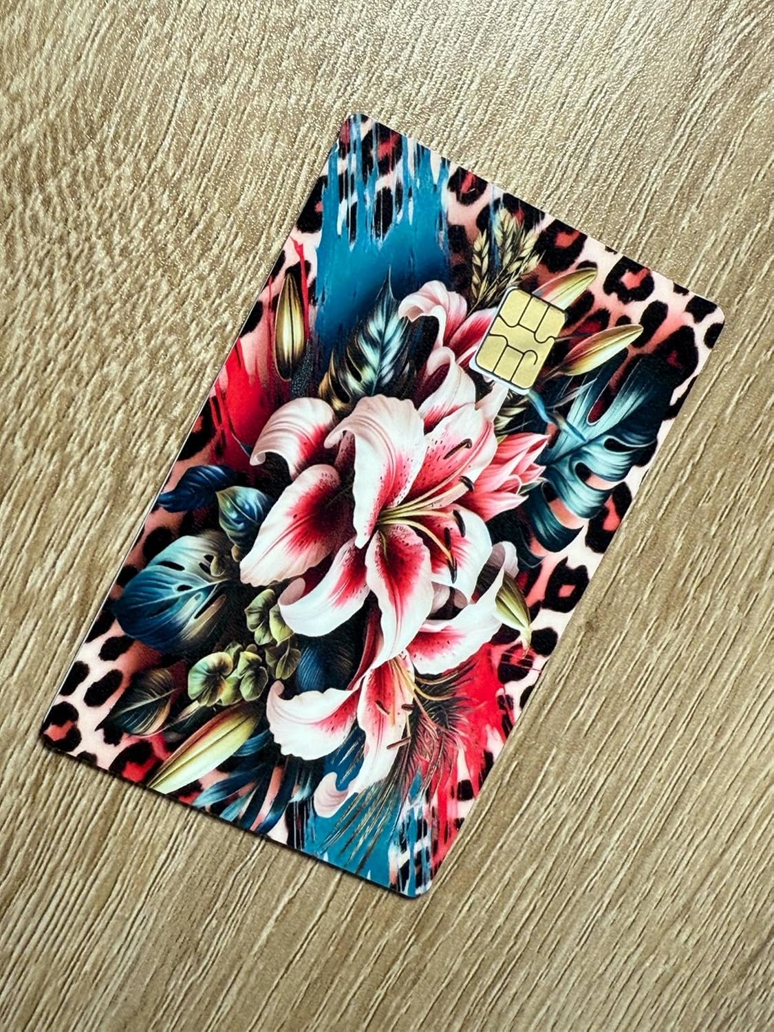 Tropical Bloom Leopard Credit Card Skin