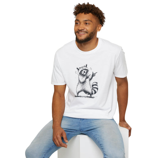 Raccoon Pointing Graphic T-Shirt — Cute Funny Wildlife Tee
