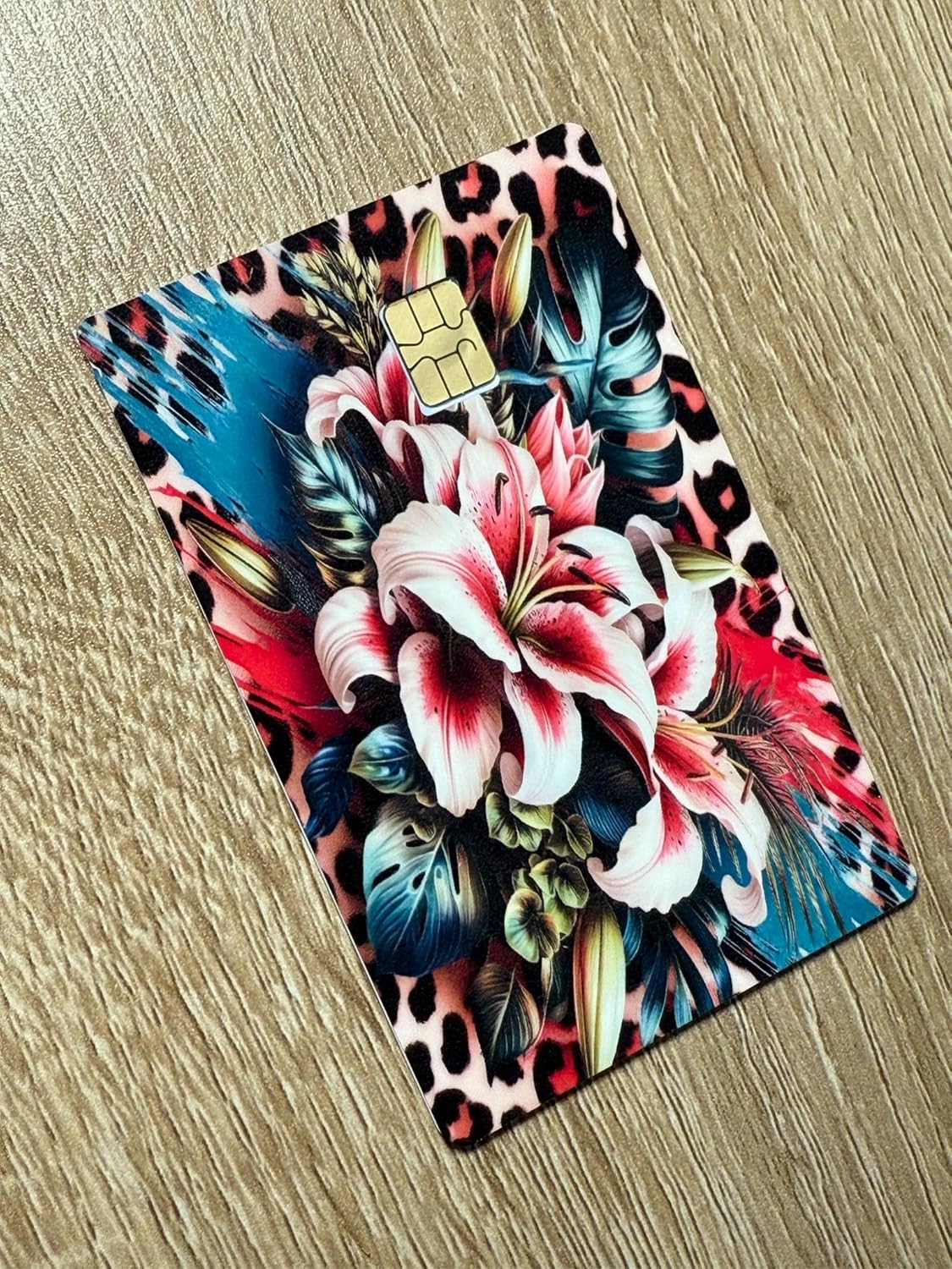 Tropical Bloom Leopard Credit Card Skin
