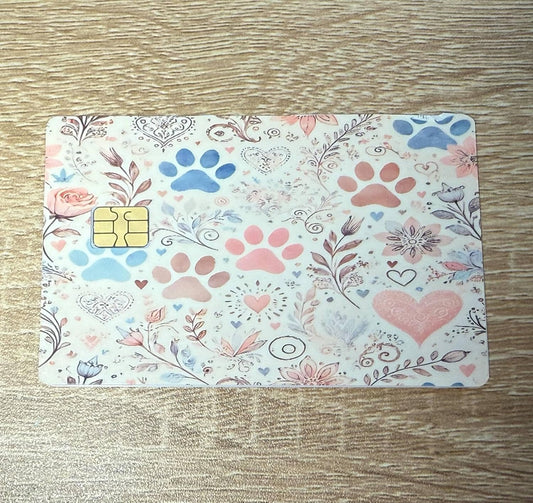 Pastel Paws & Hearts Credit Card Skin
