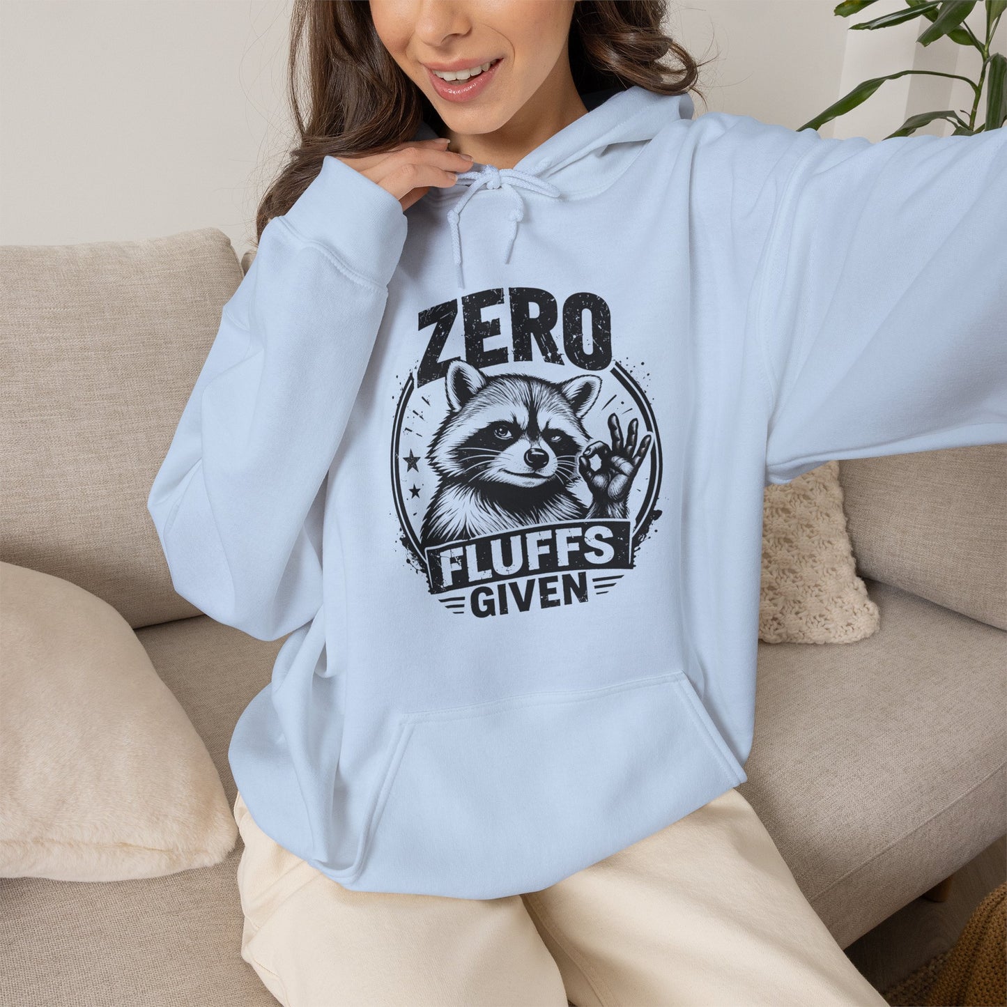 Zero Fluffs Given Raccoon Graphic Pullover