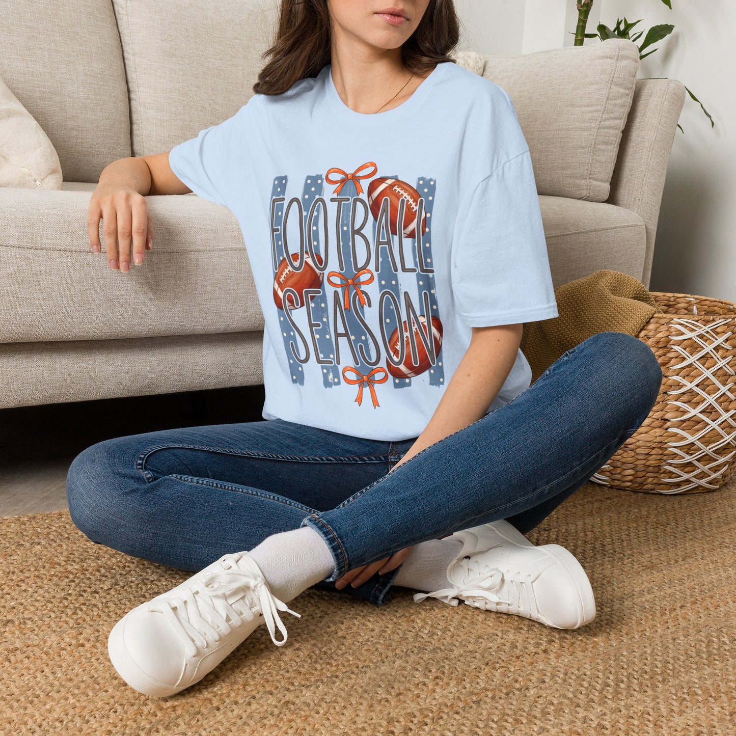 Football Season Tee — Patriotic Football Shirt with 'Football' Ribbon Design
